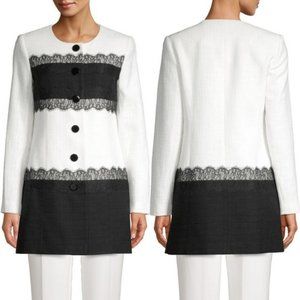 KARL LAGERFELD TWEED BUTTON FRONT TOPPER SUITS, 10